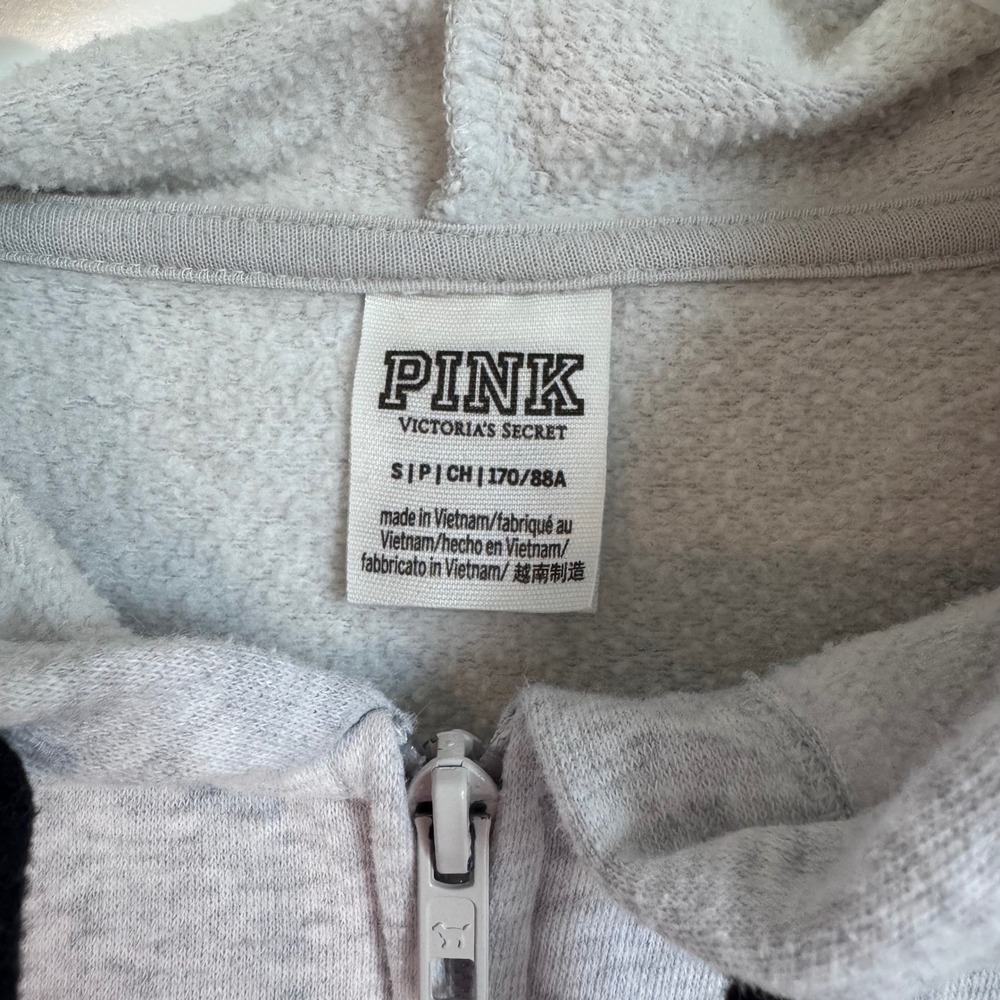 PINK Victoria's‎ Secret Full Zip Gray Hoodie Women's Size Small Cotton Blend - Picture 3 of 10